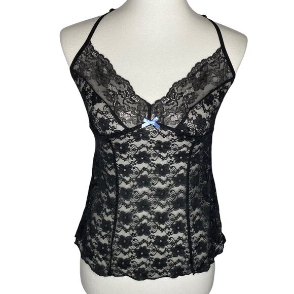Apt. 9 Lace Fairy Grunge Sheer Babydoll Cami Black Medium Top Whimsigoth Witchy - Picture 1 of 12